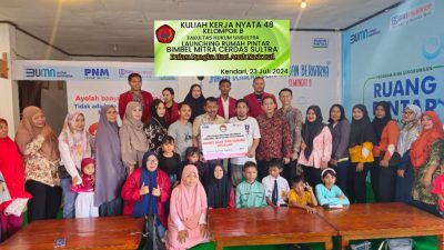 Peringati HAN ke-40, Mahasiswa KKN Unsultra Bersama PT. PNM Cabang Kendari Resmikan Ruang Pintar untuk Anak