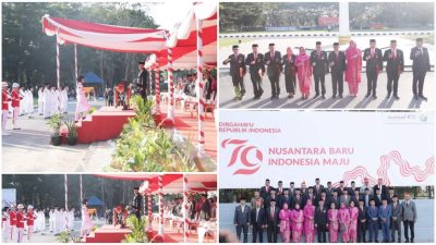 Sekda Asrun Lio Pimpin Upacara Penurunan Bendera Merah Putih pada HUT RI ke-79