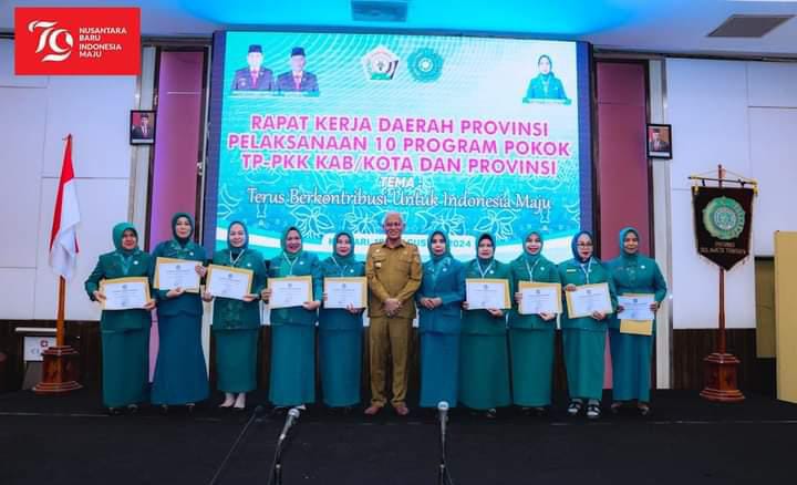 Sekda Sultra Asrun Lio saat membuka Rakerda Tim Penggerak PKK Provinsi Sultra Tahun 2024, di Hotel Claro Kendari, Selasa (20/8). (FOTO: Biro Adpim Sultra)