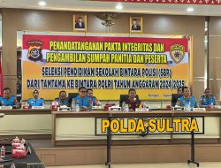 Polda Sultra Gelar Penandatanganan Pakta Integritas dan Pengambilan Sumpah Seleksi Bintara Polri