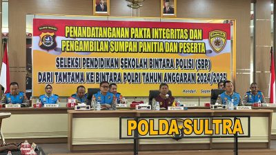 Polda Sultra Gelar Penandatanganan Pakta Integritas dan Pengambilan Sumpah Seleksi Bintara Polri