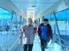 Mewakili Pj Gubernur, Komjen Pol (P) Dr (HC) Andap Budhi Revianto SIK MH, Sekda Sultra, Drs H Asrun Lio MHum PhD saat menyambut kedatangan Menteri Pariwisata dan Ekonomi Kreatif (Menparekraf) RI, Sandiaga Salahuddin Uno, di Kendari, Jumat (11/10).