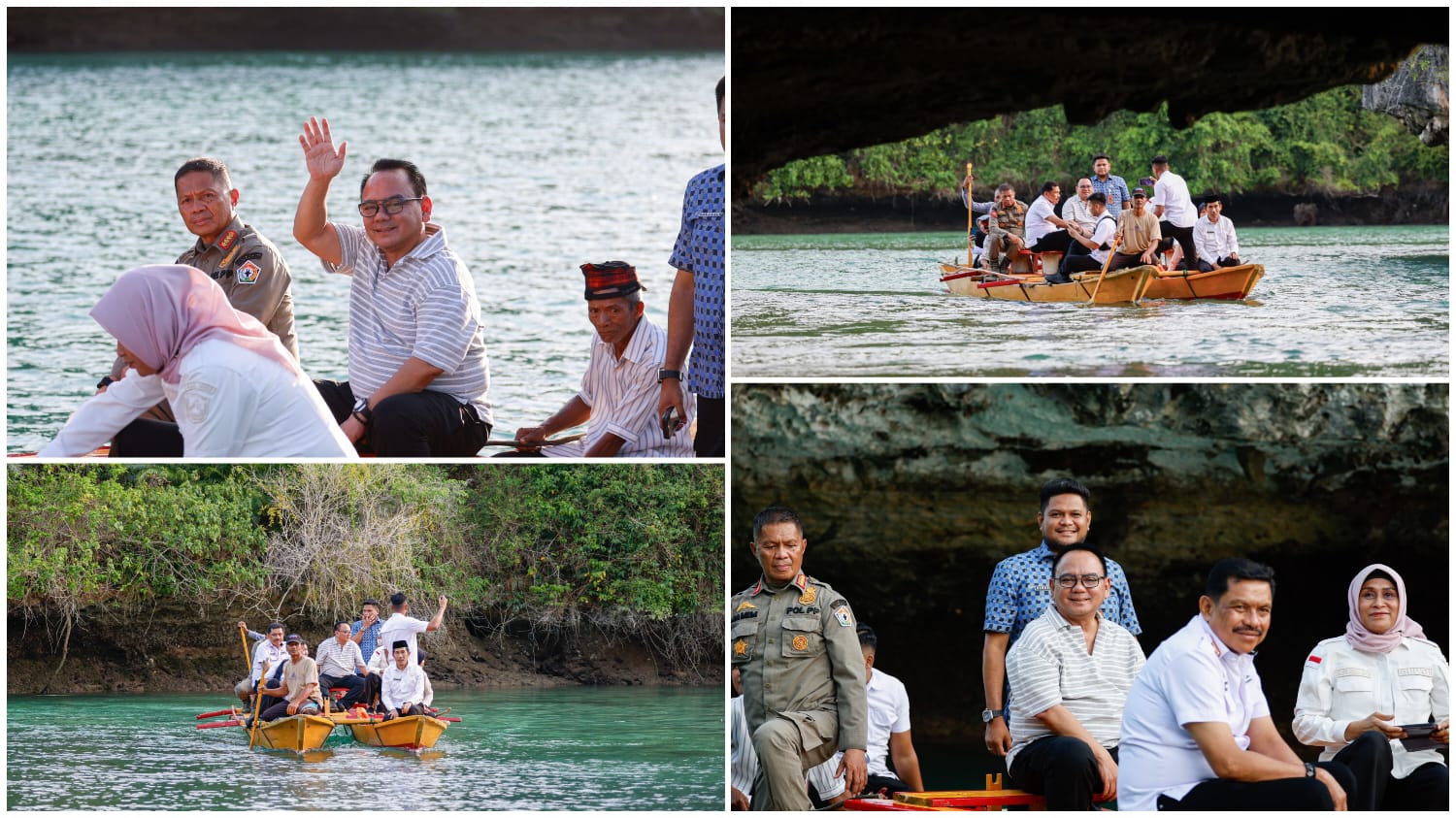 Pj Gubernur Sultra, Andap Budhi Revianto, disela waktu kunjungan kerja ke Kabupaten Muna, Pj Gubernur mengunjungi Danau dan Terowongan Napabale, salah satu destinasi wisata unggulan di Kabupaten Muna.