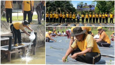 Polda Sultra Tabur 1000 Benih Ikan dan Penanaman Bibit Tanaman Pangan di Konawe