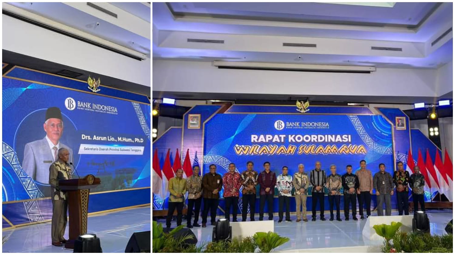 Sekda Sultra Asrun Lio saat memberikan sambutan pada Rakorwil Sulampua, Selasa (3/12) di Kendari.