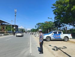 Sat PJR Ditlantas Polda Sultra Sosialisasikan Jalur Satu Arah di Kawasan MTQ Kendari