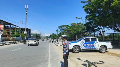 Sat PJR Ditlantas Polda Sultra Sosialisasikan Jalur Satu Arah di Kawasan MTQ Kendari