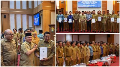 Pj Gubernur Andap Serahkan Nasmik dan Ranperda Data Desa Kelurahan Presisi kepada Bupati Wali Kota se-Sultra