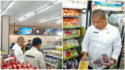 Plt Kepala Disperindag Sultra, La Ode Fitrah Arsyad bersama tim pengawas Disperindag Sultra saat melakukan sidak di sejumlah retail di Kota Kendari.