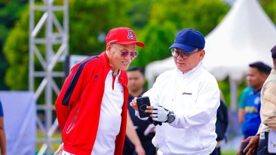 Sekda Sultra, Drs H Asrun Lio MHum PhD saat bersama Pj Gubernur, Komjen Pol (P) Dr (HC) Andap Budhi Revianto SIK MH.
