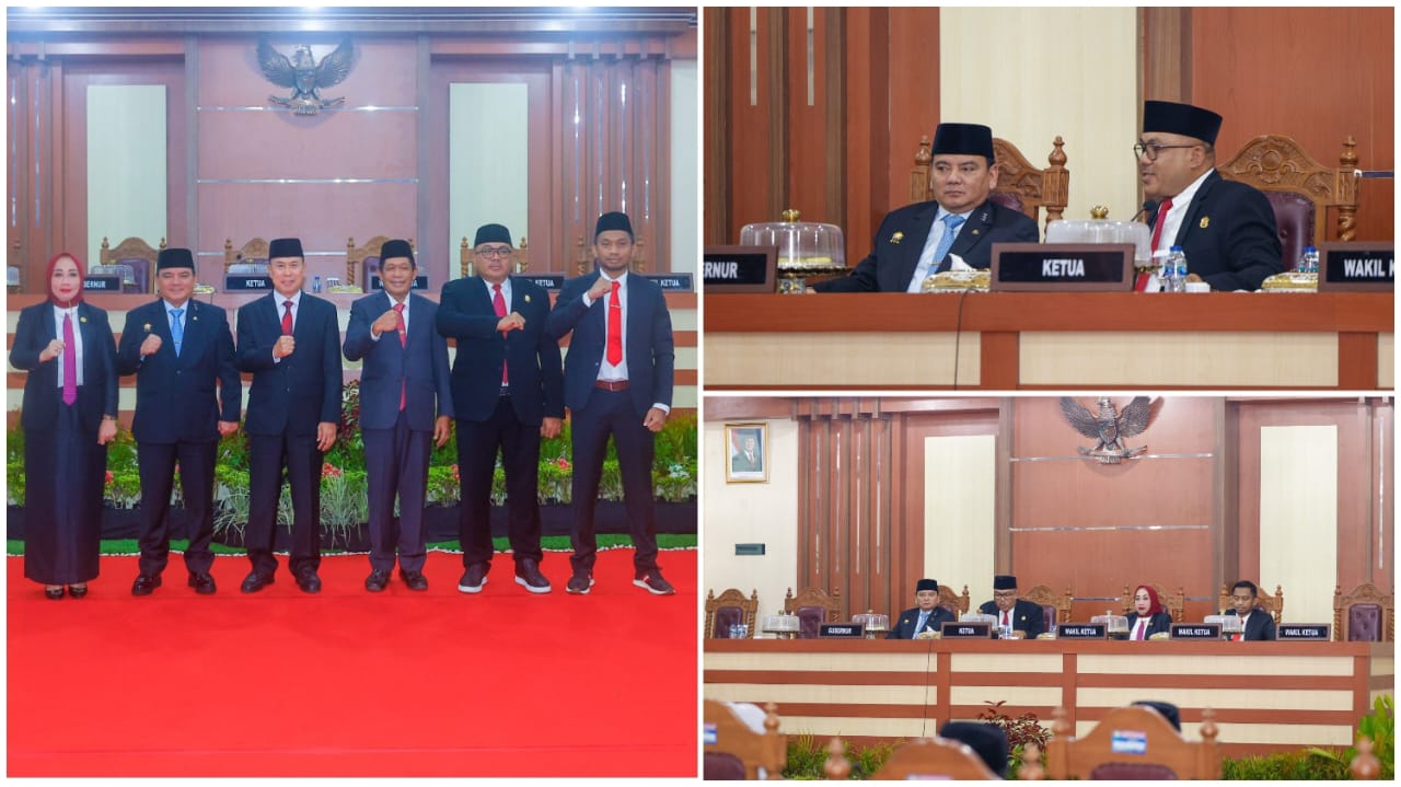 Pj Gubernur Sultra, Andap Budhi Revianto, saat menghadiri Rapat Paripurna yang diselenggarakan oleh DPRD Provinsi Sultra bertempat di Ruang Rapat Paripurna DPRD, Jumat (7/2).