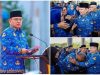 Pj Gubernur Sultra, Andap Budhi Revianto saat memimpin Apel Hari Kesadaran Nasional, bertempat di Lapangan Kantor Gubernur Sultra pada hari Senin (17/2). Sekaligus berpamitan atas selesainya masa tugas selaku Pj Gubernur Sultra.