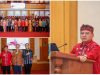 Pj Gubernur Sultra, Andap Budhi Revianto, saat menghadiri pengukuhan Kepala OJK Provinsi Sultra yang berlangsung di Ruang Pola Kantor Gubernur Sultra, Selasa (18/2).