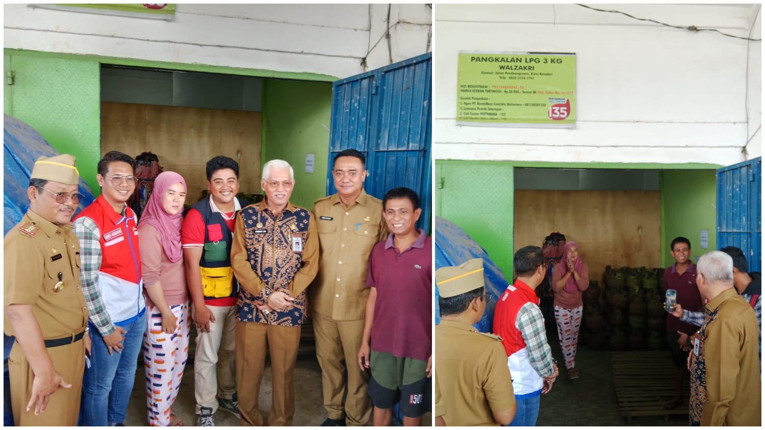 Sekda Sultra Asrun Lio saat melakukan pemantauan langsung terhadap harga dan ketersediaan stok gas elpiji tiga kilogram di pangkalan gas Walzakri, Jalan Betebete, Kelurahan Sodoha, Kota Kendari.