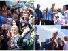 Ribuan siswa dan guru antusias menyambut kedatangan Gubernur Andi Sumangerukka dan Wagub Hugua.