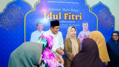 Hari Kedua Idulfitri, Wagub Sultra Hugua Terima dan Sambut Tamu dengan Hangat