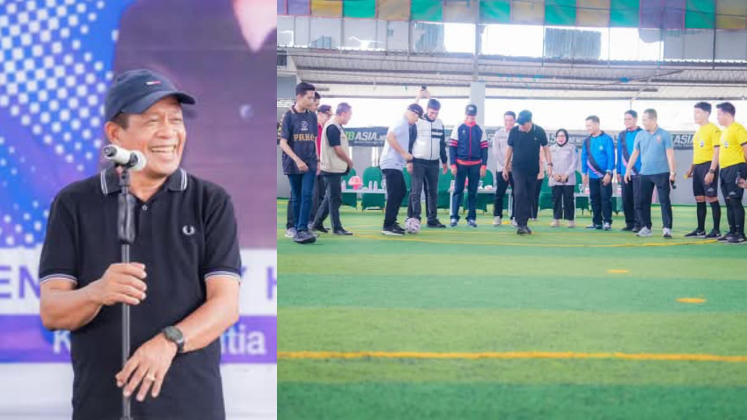 Wagub Sultra, Ir. Hugua, secara resmi membuka event futsal Alumni SMAN 1 Kendari yang diikuti oleh 22 klub dari berbagai angkatan berlangsung di Futsal Kubra 1 Kendari, Rabu (2/4). (FOTO: Biro Adpim Sultra)