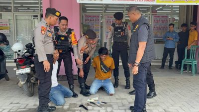 Bawa Senjata Tajam, Dua Tukang Parkir Diamankan Personel Satgas Preventif Ops Pekat Anoa 2025