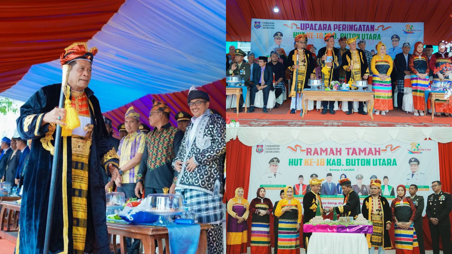 Wakil Gubernur Sultra, Ir. Hugua, saat menghadiri Upacara Hari Ulang Tahun ke-18 Kabupaten Buton Utara.