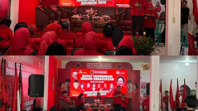Rapat Koordinasi (Rakor) Bidang Kerakyatan di Kantor DPD PDI Perjuangan Sultra dengan menghadirkan sejumlah tokoh penting dari DPP PDI Perjuangan, Jumat (18/7). (FOTO: FAYSAL/MS)
