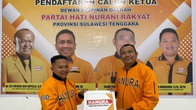 H. Fajar Ishak Daeng Jaya, SE., MH resmi mendaftarkan diri sebagai bakal calon Ketua DPD Partai Hanura Sultra. (Dok. Istimewa)
