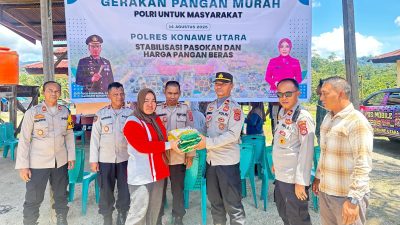 Polres Konawe Utara Gelar Gerakan Pangan Murah Bersama Bulog, Sediakan 1,5 Ton Beras untuk Warga Kurang Mampu