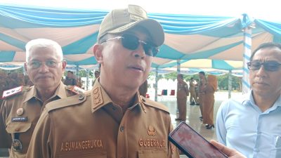 Gubernur Sultra, Andi Sumangerukka, meninjau secara langsung kesiapan pelaksanaan Rakornas PHD bertempat di Kantor Gubernur Sultra. (FOTO: FAYSAL/MS)