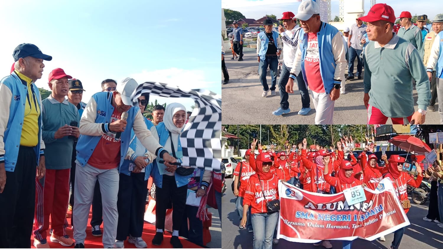 Wagub Sultra Hugua saat melepas secara resmi jalan santai dalam rangka memperingati HUT ke-63 SMAN 1 Kendari yang diikuti ribuan Alumni. (FOTO: FAYSAL/MS)