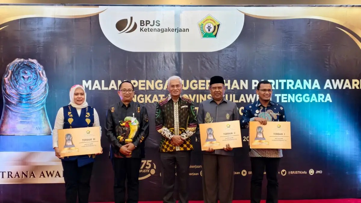 Kabupaten Buton Utara sukses meraih terbaik 1 Paritrana Award Tahun 2024 tingkat Provinsi Sulawesi Tenggara. (Dok. Istimewa)