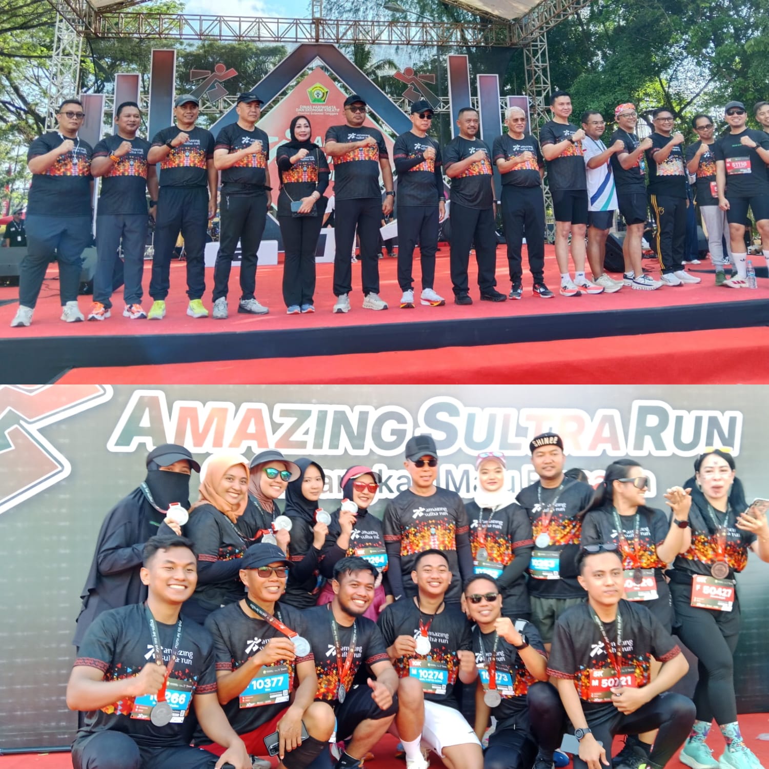 Gubernur Sultra, Andi Sumangerukka (ASR), saat menghadiri acara Amazing Sultra Run yang mengusung tema “Melangkah Maju Bersama” bertempat di Eks MTQ Kendari, Minggu (7/9/2025). (FOTO: FAYSAL/MS)