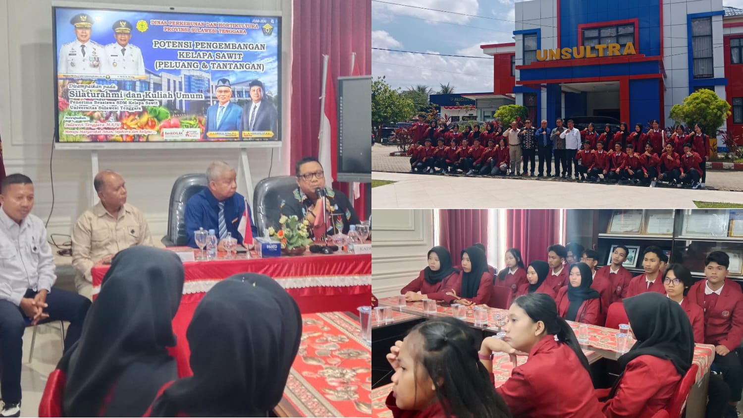 Unsultra saat menggelar silaturahmi dan kuliah umum bersama mahasiswa penerima Beasiswa SDM Kelapa Sawit, bertempat di Aula Unsultra, Kamis (18/9/2025). (FOTO: FAYSAL/MS)