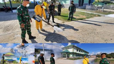 Cegah Prajurit dari DBD, Denkesyah 14.04.03 Kendari Lakukan Fogging di Makodim 1431/Bombana