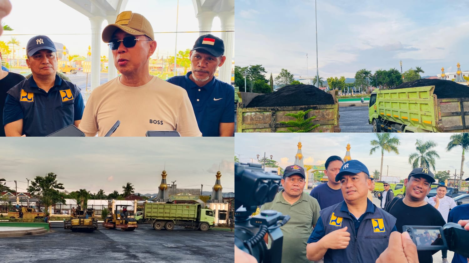 Gubernur Sultra Andi Sumangerukka didampingi Kepala Dinas Cipta Karya, Bina Konstruksi, dan Tata Ruang Sultra, Martin Efendi Patulak saat meninjau kawasan Eks MTQ Kendari venue utama pelaksanaan STQH Nasional.