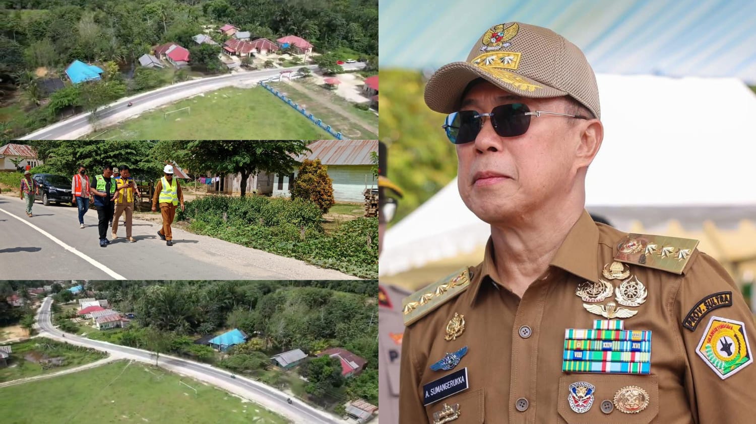 Potret jalan provinsi yang telah rampung 100 persen melalui Program Jamaah (kiri) dan Gubernur Sultra, Andi Sumangerukka (kanan).