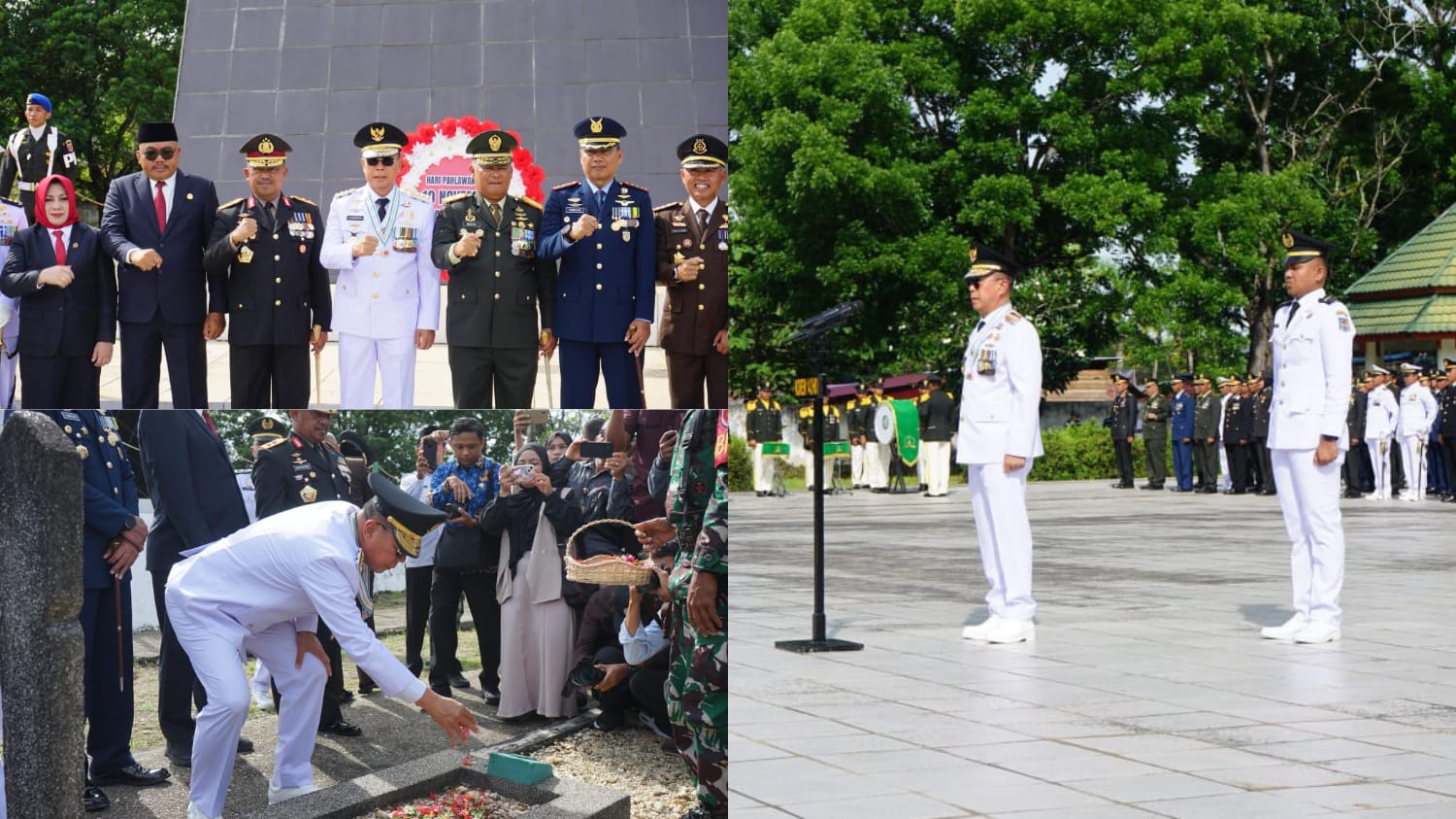 Gubernur Sultra, Mayjen TNI (Purn) Andi Sumangerukka, saat memimpin upacara peringatan Hari Pahlawan yang digelar di TMP Watubangga, Kota Kendari.