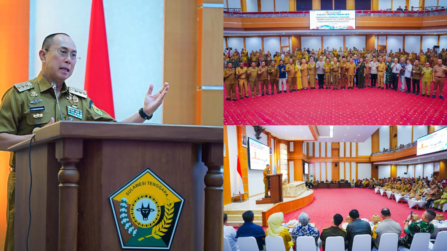 Gubernur Sultra, Andi Sumangerukka, saat memimpin Rapat Koordinasi TPID se-Sultra bertempat di Ruang Pola Kantor Gubernur Sultra. (FOTO: Biro Adpim Sultra)