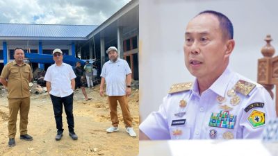 Kepala Dinas Cipta Karya, Bina Konstruksi dan Tata Ruang Sultra, Martin Efendi Patulak saat meninjau lanjutan revitalisasi tahap dua TPI Sodohoa, Kota Kendari (kiri) dan Gubernur Sultra, Andi Sumangerukka (kanan). (Dok. Istimewa)