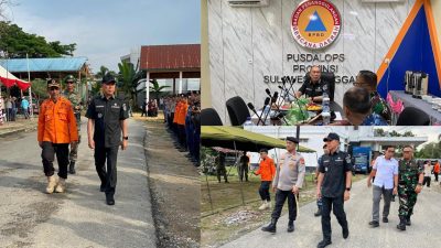 Gubernur Sultra, Andi Sumangerukka (ASR), saat memimpin langsung apel kesiapsiagaan menghadapi bencana alam serta uji prosedur tetap (protap) 02 bencana tanah longsor provinsi sulawesi tenggara. ((FOTO: FAYSAL/MS)