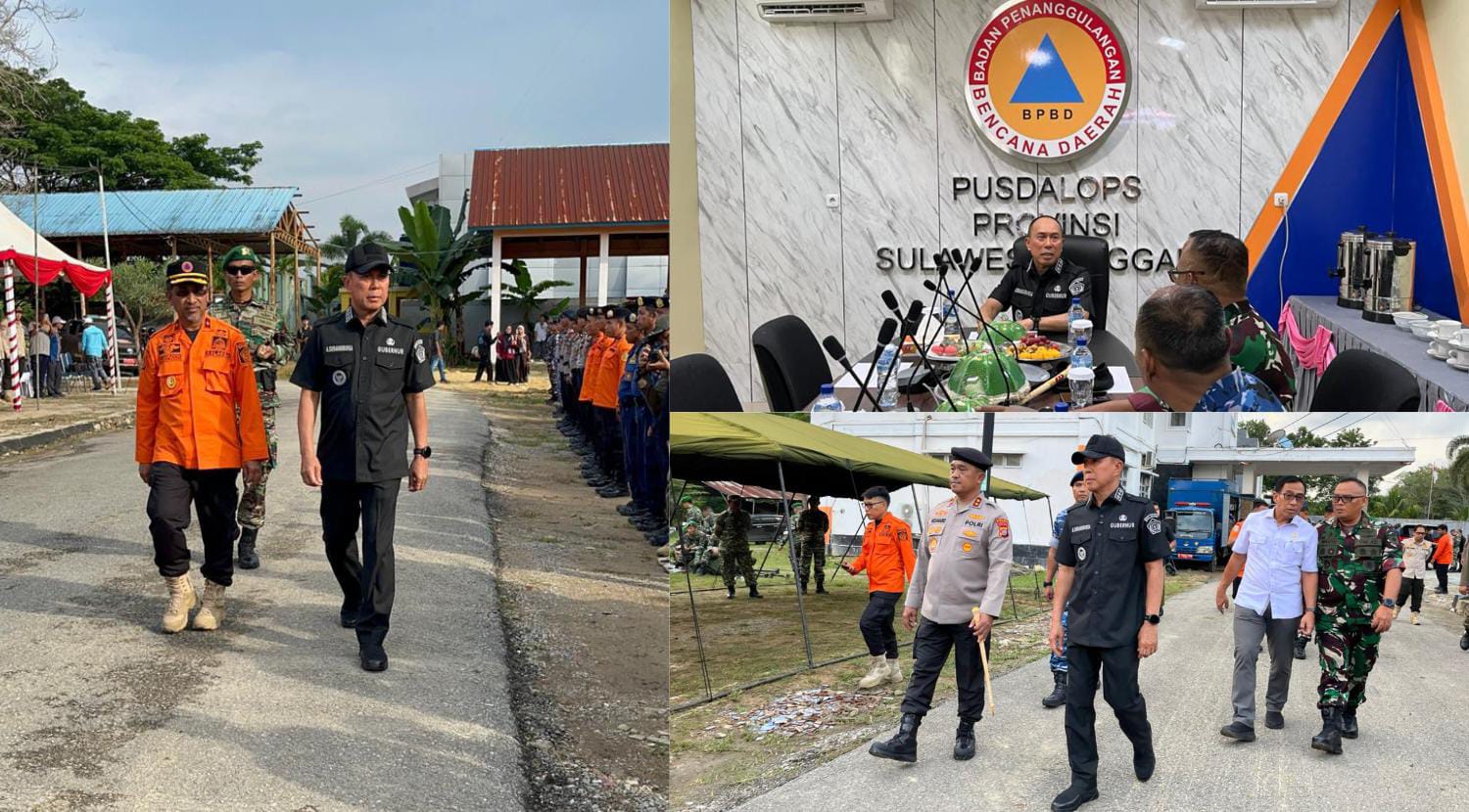 Gubernur Sultra, Andi Sumangerukka (ASR), saat memimpin langsung apel kesiapsiagaan menghadapi bencana alam serta uji prosedur tetap (protap) 02 bencana tanah longsor provinsi sulawesi tenggara. ((FOTO: FAYSAL/MS)