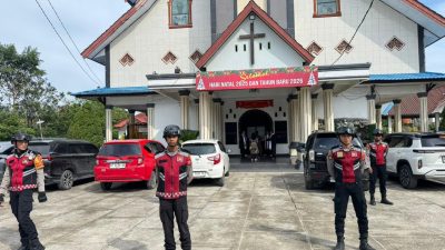Ditsamapta Polda Sultra Gelar KRYD, Pengamanan Ibadah Natal 2025 di Kendari Berjalan Kondusif