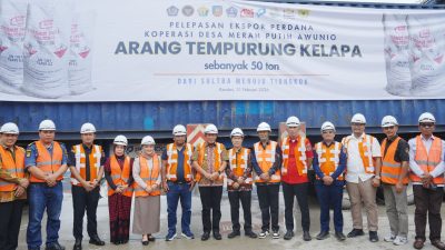 Wagub Hugua Launching Ekspor Perdana 50 Ton Arang Tempurung Kopdes Merah Putih Awunio, Non Tambang Sultra Melonjak 215 Persen