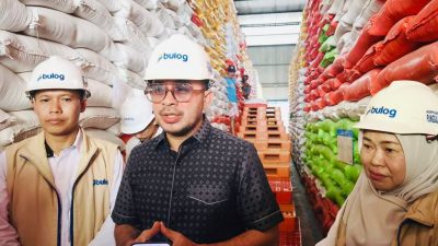 Anggota DPD RI Dapil Sultra, La Ode Umar Bonte, saat melakukan kunjungan kerja ke gudang Bulog Sultra. (Dok. Istimewa)