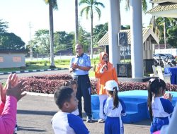 Danlanud Haluoleo Ajak Anak TK Angkasa dan Orang Tua Senam Bersama, Tanamkan Pola Hidup Sehat Sejak Dini
