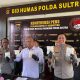 Polda Sultra saat menggelar konferensi pers terkait pengungkapan kasus peredaran narkotika jenis sabu di Kabupaten Kolaka.