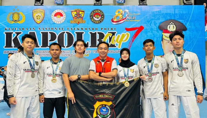 Polda Sultra Borong 5 Medali di Kejurnas Taekwondo Kapolri Cup VII, Raih 2 Emas