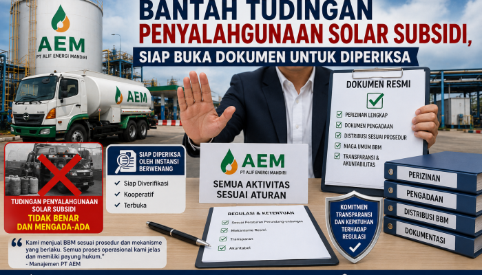 PT Alif Energi Mandiri Bantah Tudingan Penyalahgunaan Solar Bersubsidi, Siap Buka Dokumen untuk Diperiksa