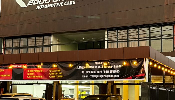 R 2000 Garage Automotive Care membuka cabang baru di Jalan Brigjen Katamso, Kota Kendari, dengan menawarkan layanan perawatan dan perbaikan kendaraan berkonsep one stop service. (FOTO: FAYSAL/MS)