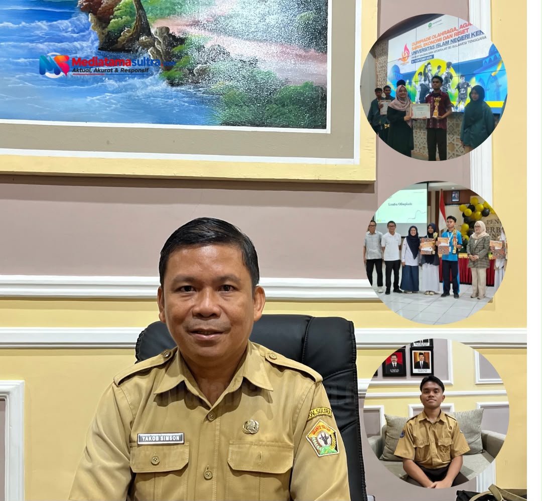 Kepala SMAN 4 Kendari, Yakob Simson Barthimeus (kiri) dan siswa Sekolah Menengah Atas Negeri (SMAN) 4 Kendari, Sulawesi Tenggara (Sultra). Onassis Yusuf Dilla, siswa kelas XII.O (kanan)